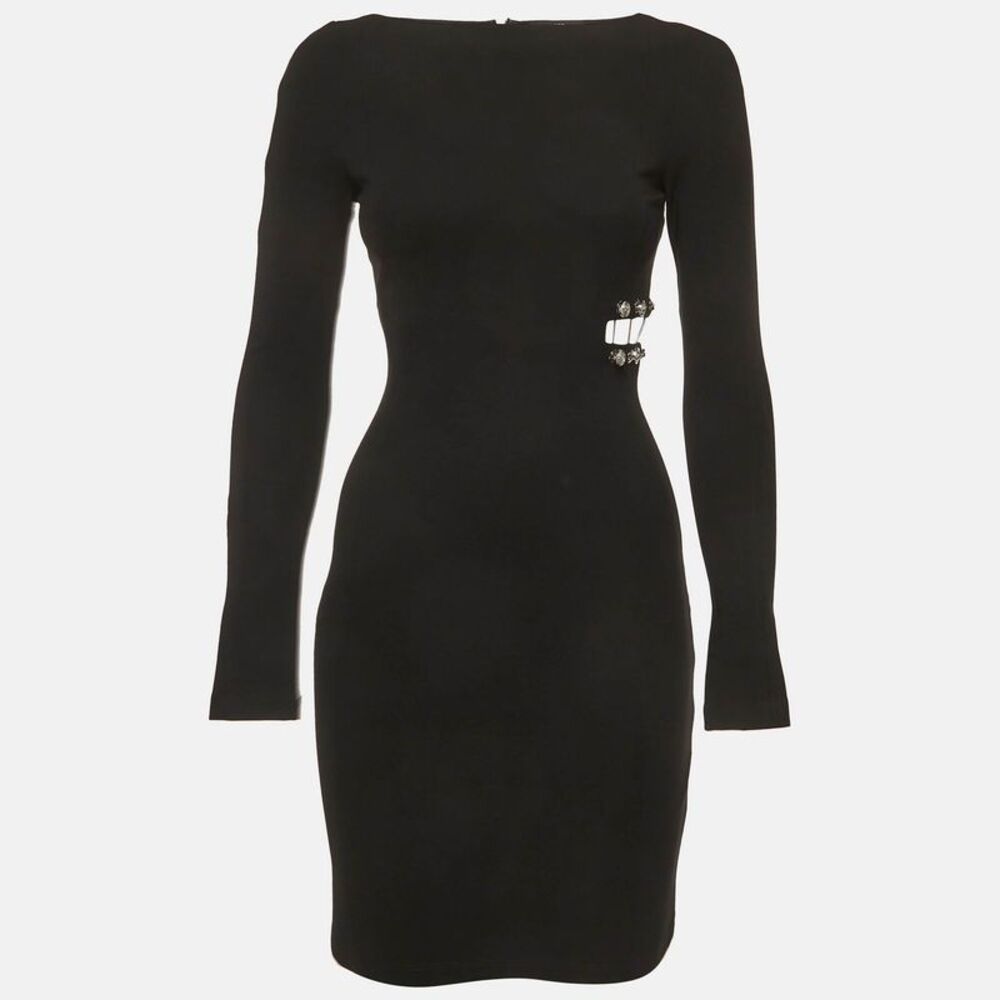 Versus Versace Black Stretch Knit Cut Out Mini Dress S